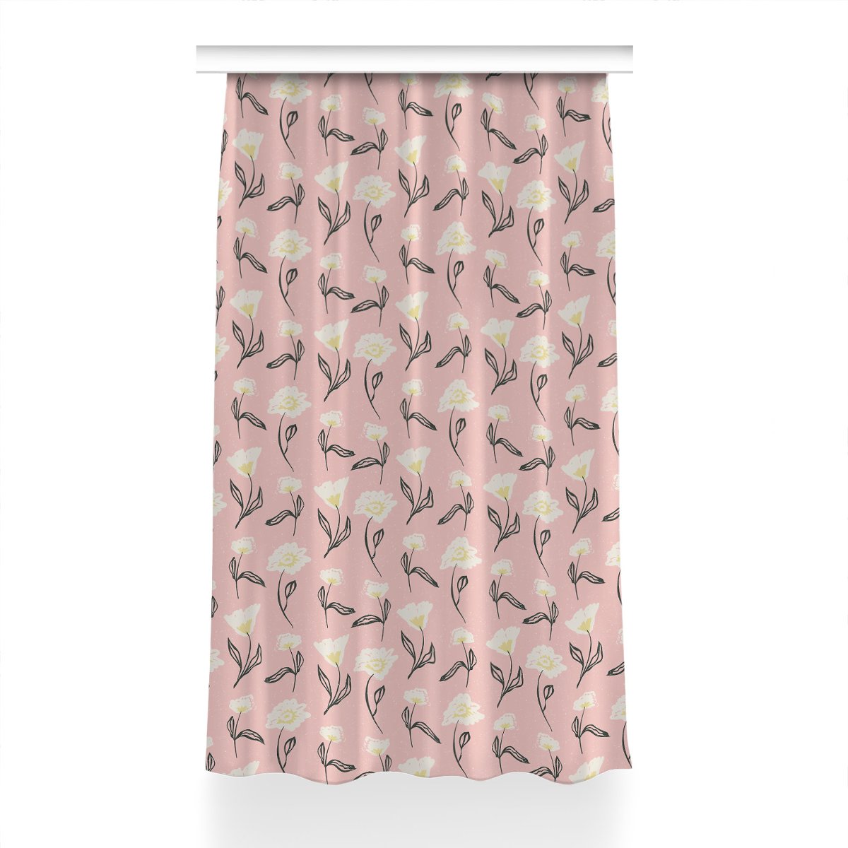 Gotowa zasłona z grafiką 150x240 Delikatne kwiaty, Fabricsy