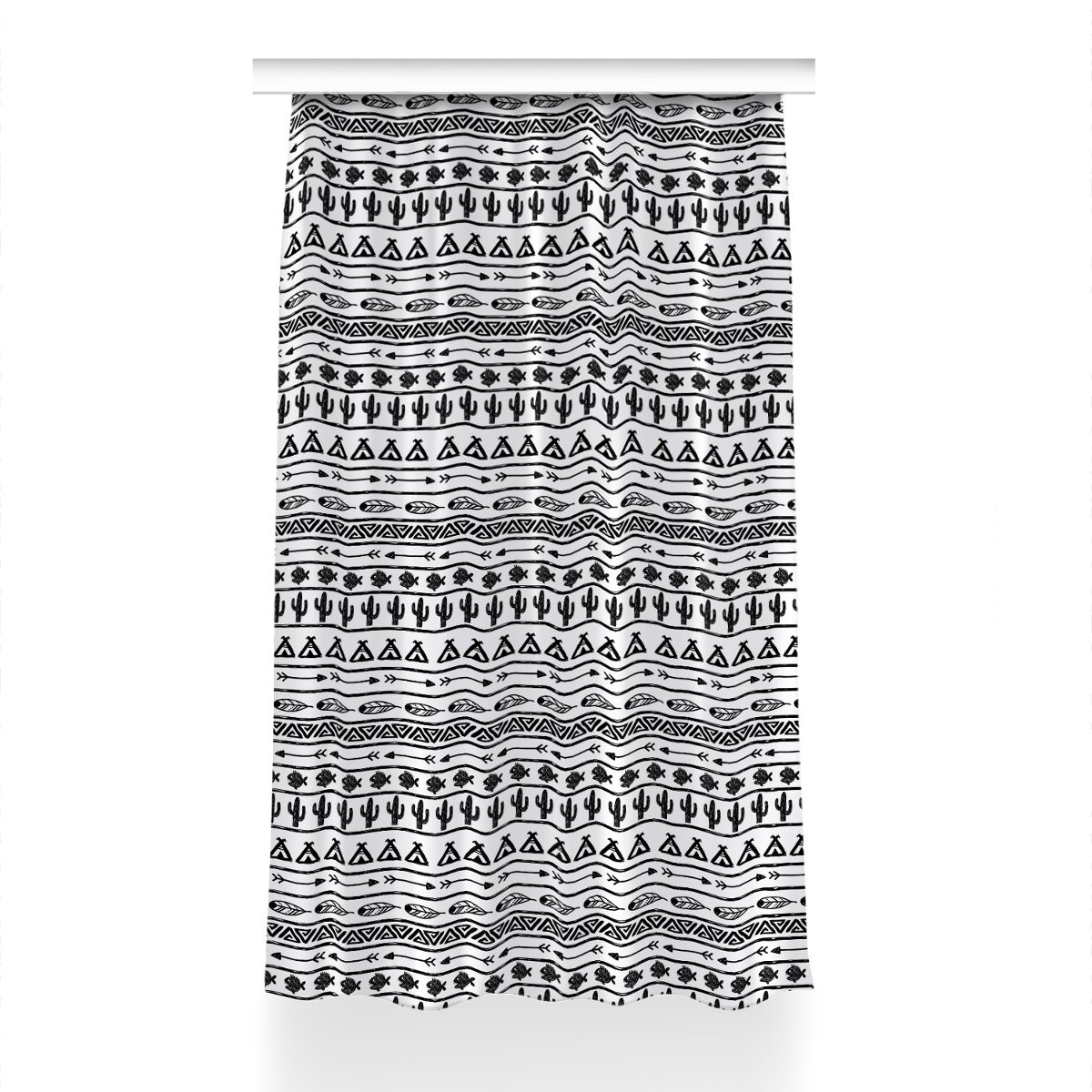 Klasyczna zasłona kolory 150x240 Boho czarno-biały, Fabricsy
