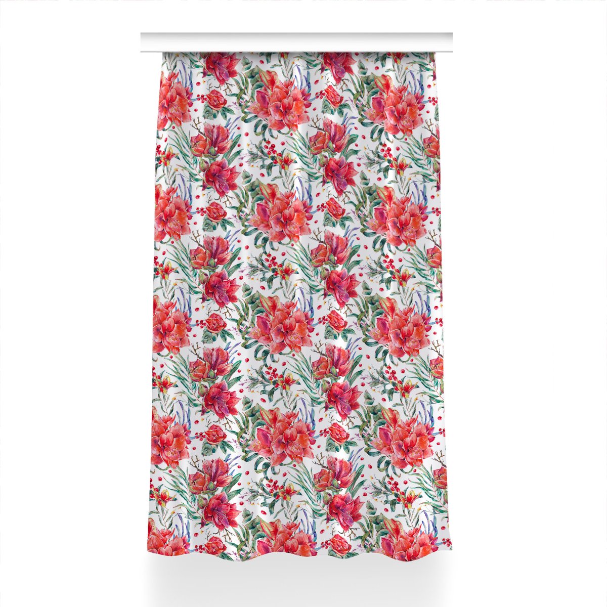 Gotowa zasłona z grafiką 150x240 Czerwone kwiaty, Fabricsy