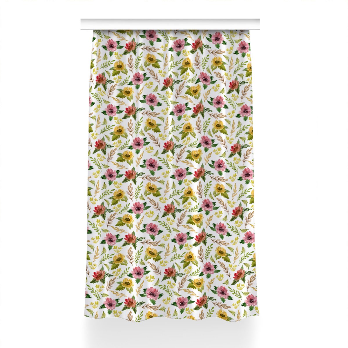 Klasyczna zasłona kolory 150x240 Akwarela Kwiaty, Fabricsy