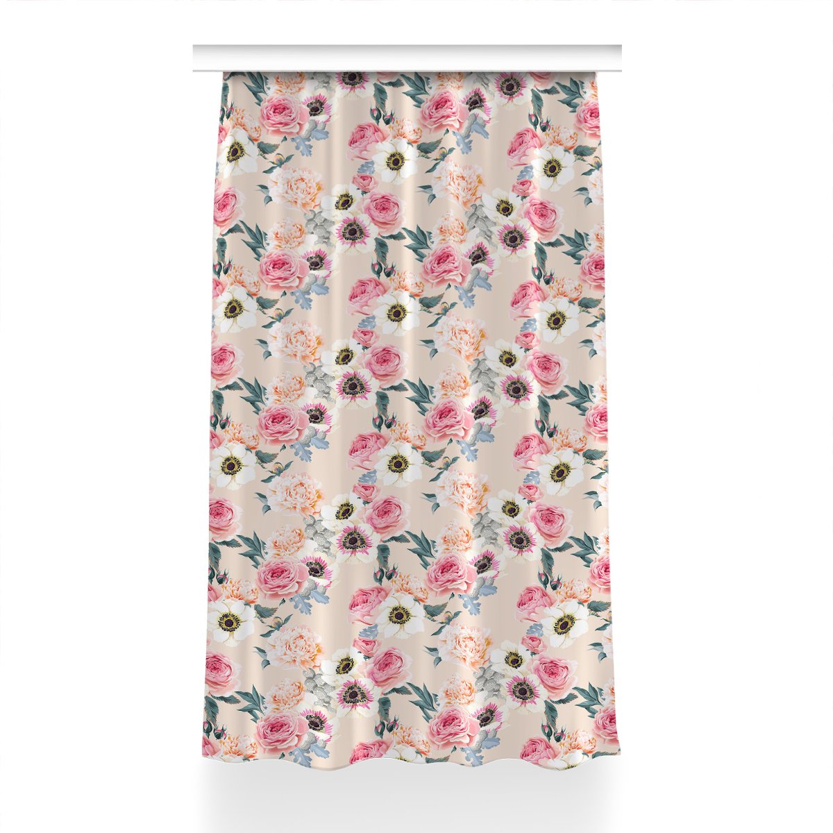 Zasłona z grafiką kolory 150x240 Pastelowe kwiaty, Fabricsy