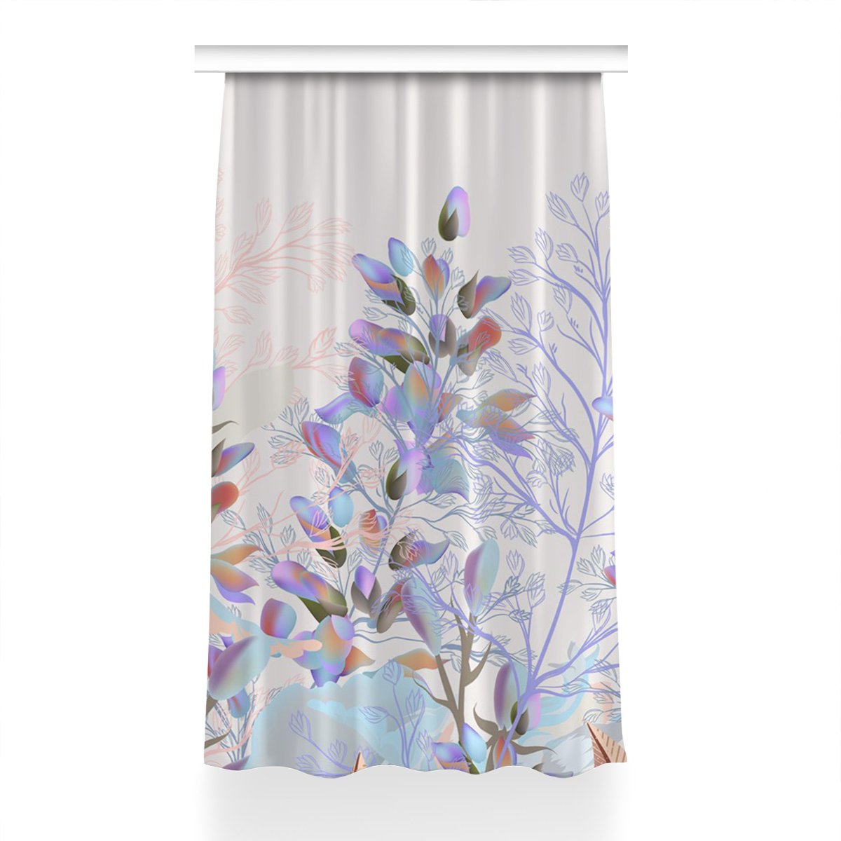 Gotowa zasłona na taśmę 150x240 Pastelowe liście, Fabricsy