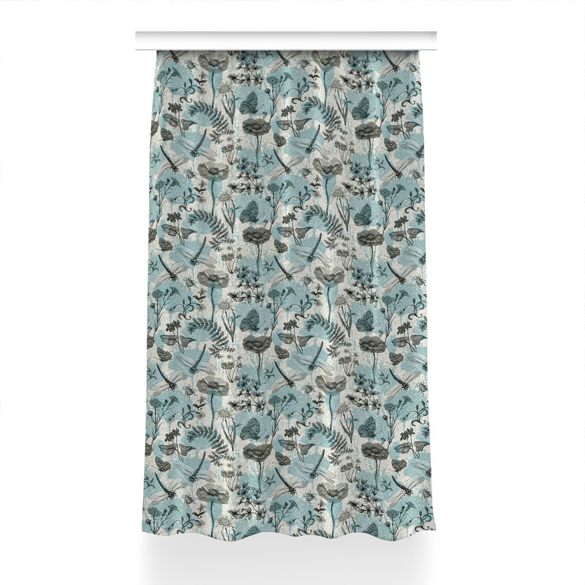Gotowa zasłona na taśmę 150x240 cm Kwiaty i ważki, Fabricsy