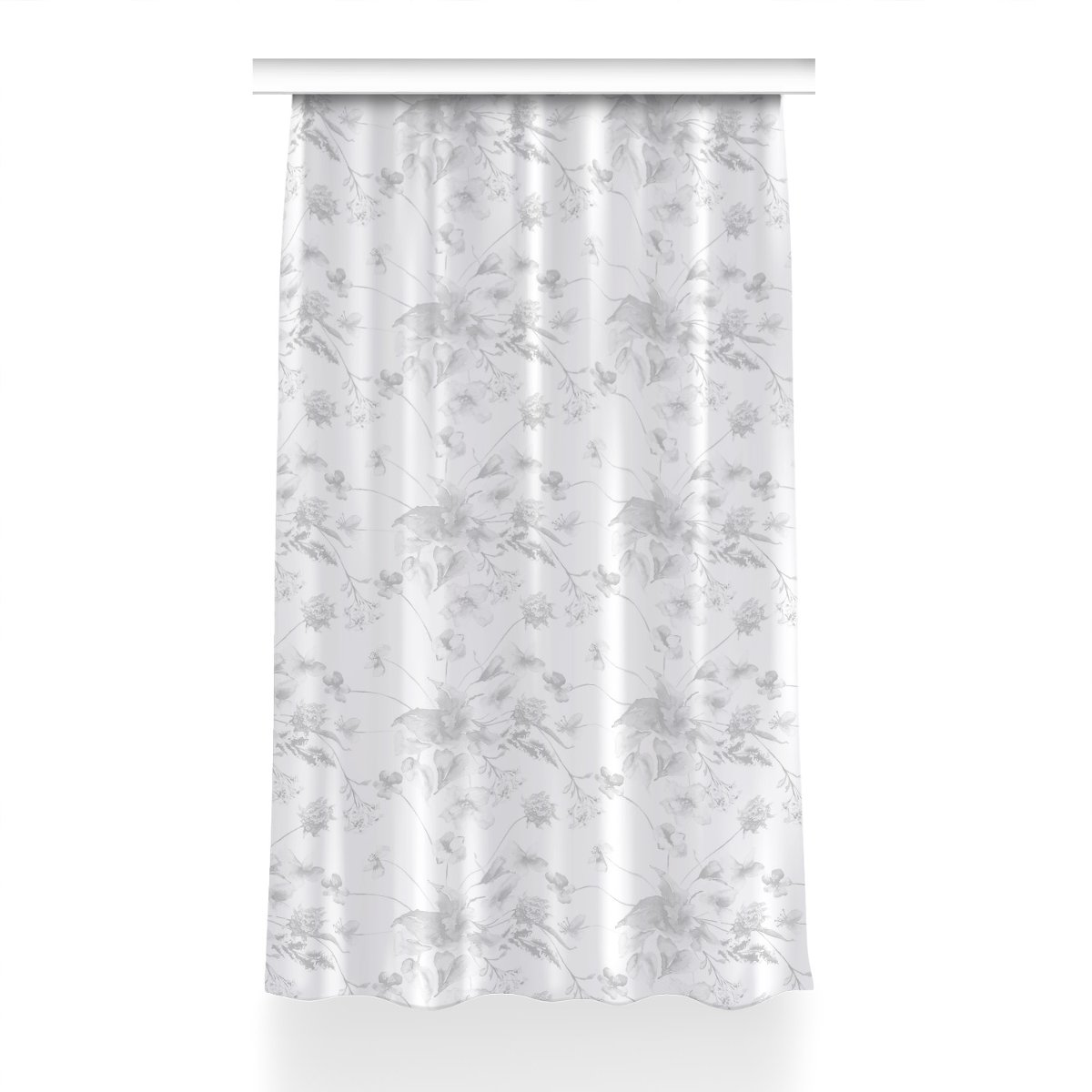 Gotowa zasłona na taśmę wzór 150x240 Szare kwiaty, Fabricsy