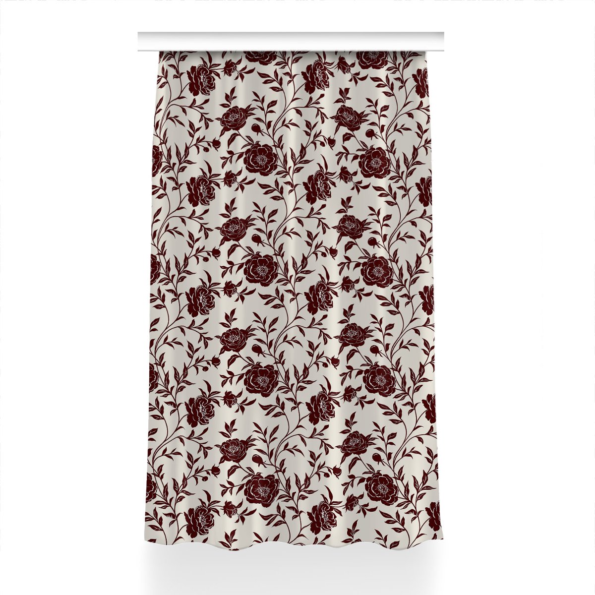 Gotowa zasłona z grafiką 150x240 cm Bordowe kwiaty, Fabricsy