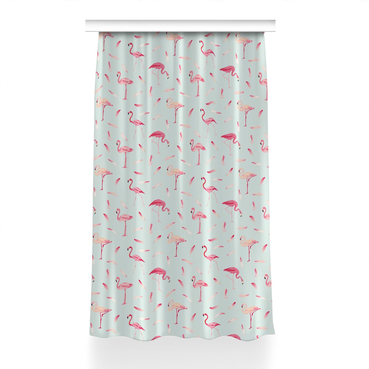 Gotowa zasłona z grafiką 150x240 Flamingi i pióra, Fabricsy