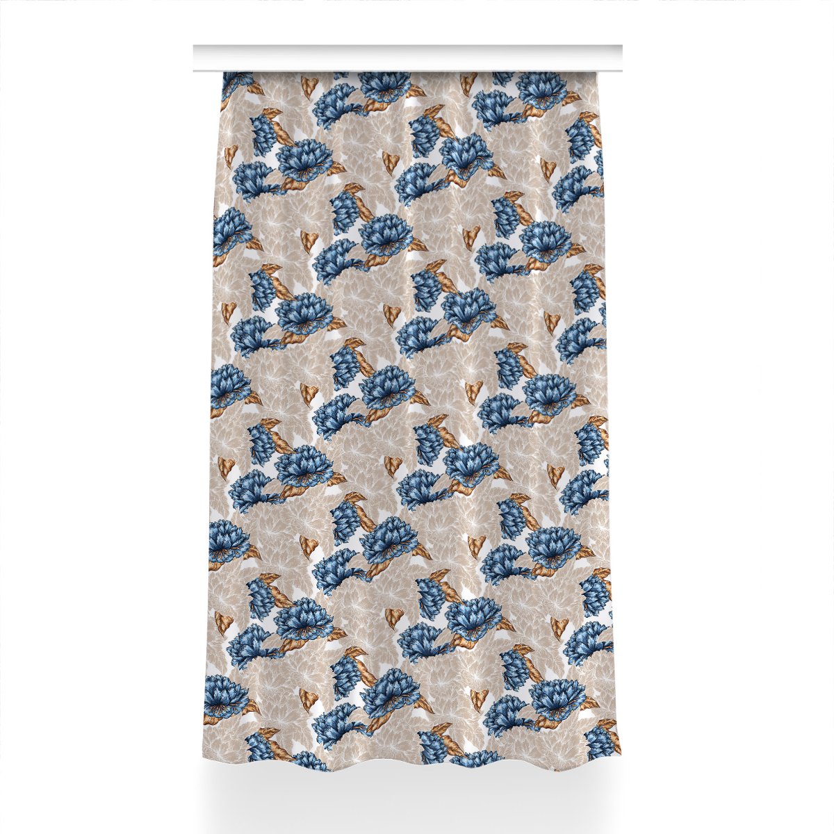 Gotowa zasłona na taśmę 150x240 Niebieskie kwiaty, Fabricsy