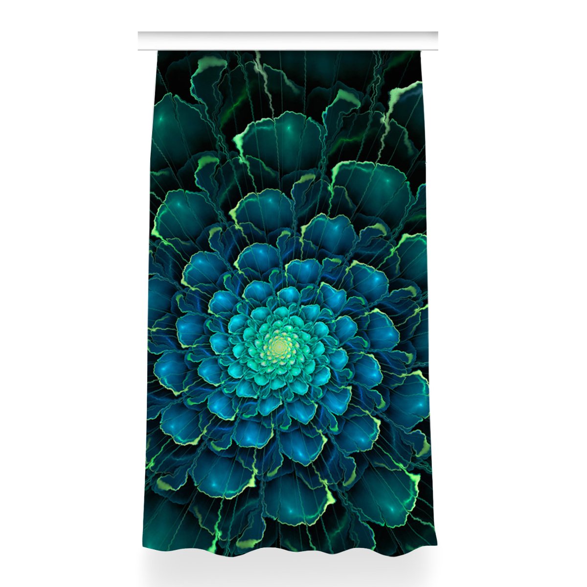 Gotowa zasłona z grafiką Zielony kwiat 150x260 cm, Fabricsy