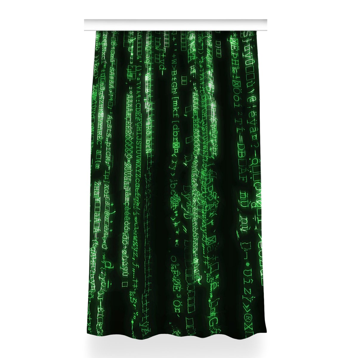 Gotowa zasłona z grafiką Zielone znaki 150x260 cm, Fabricsy