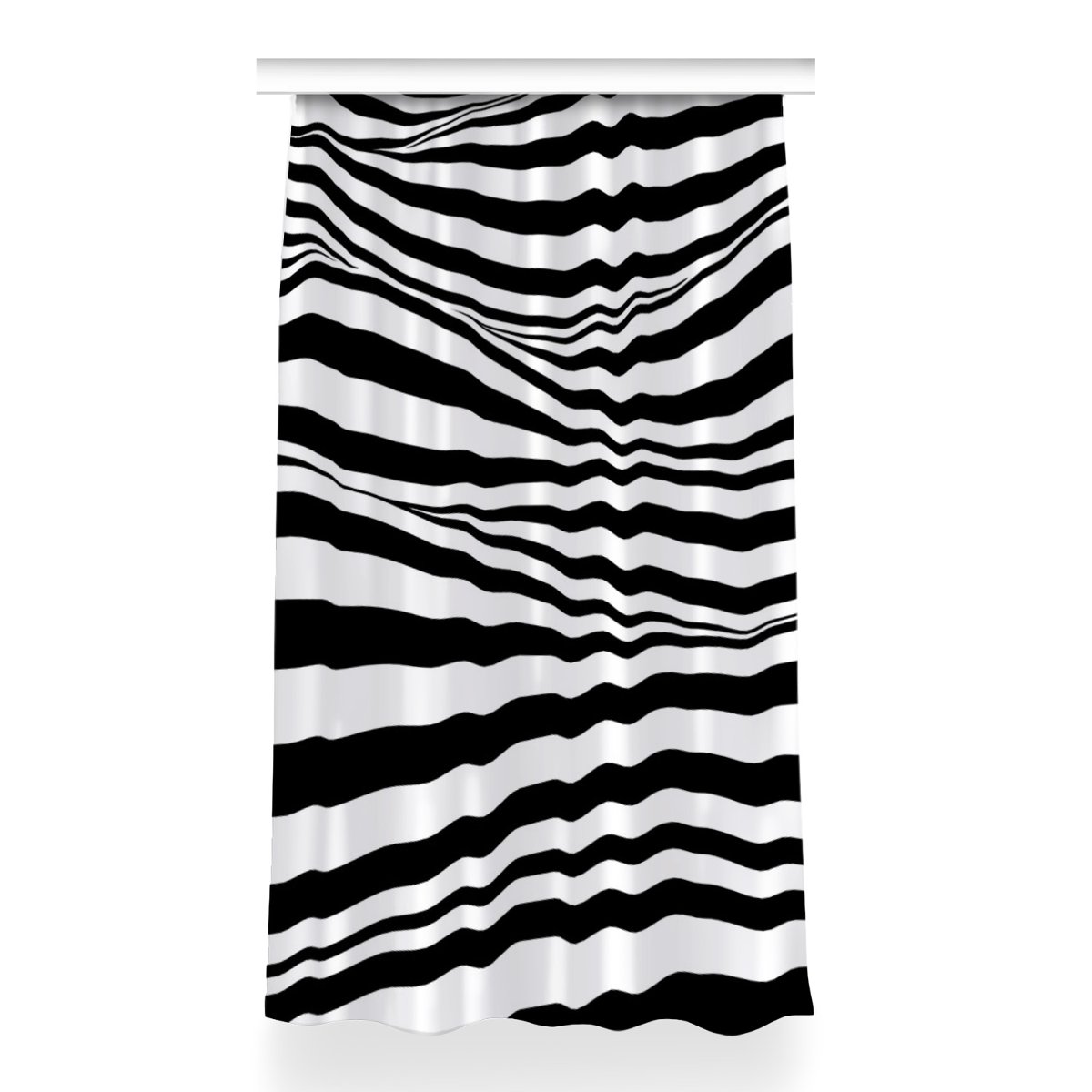 Gotowa zasłona na kółka Czarno-białe fale 150x260, Fabricsy