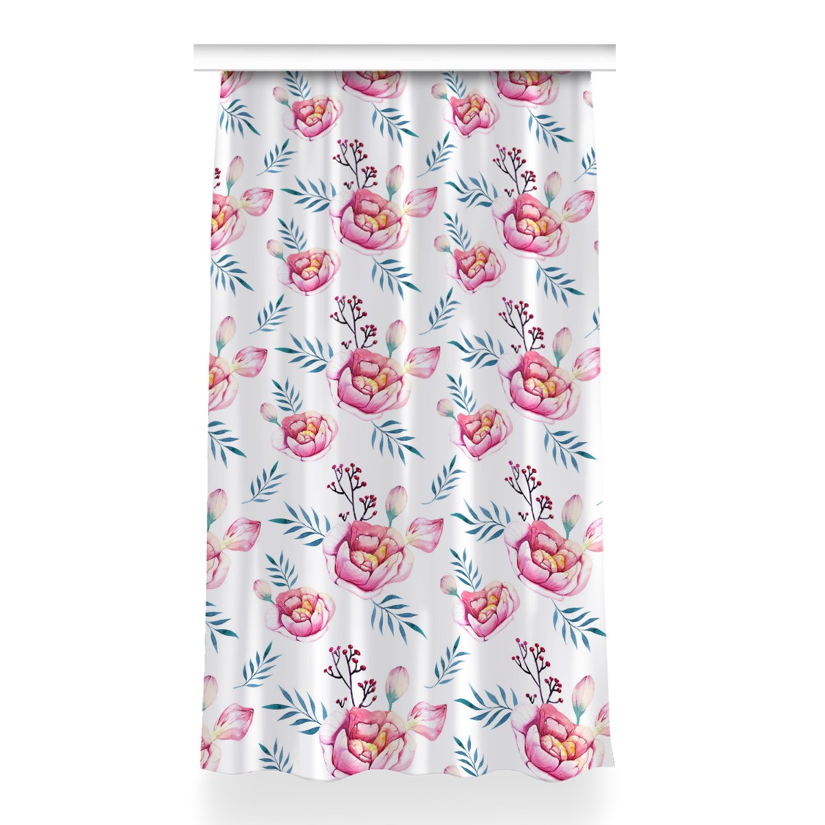 Gotowa zasłona z grafiką Kwiaty do pokoju 150x260, Fabricsy