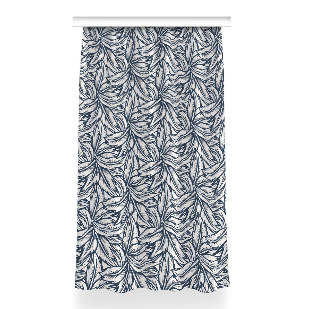 Gotowa zasłona na kółka Liście rysowane 150x260 cm, Fabricsy