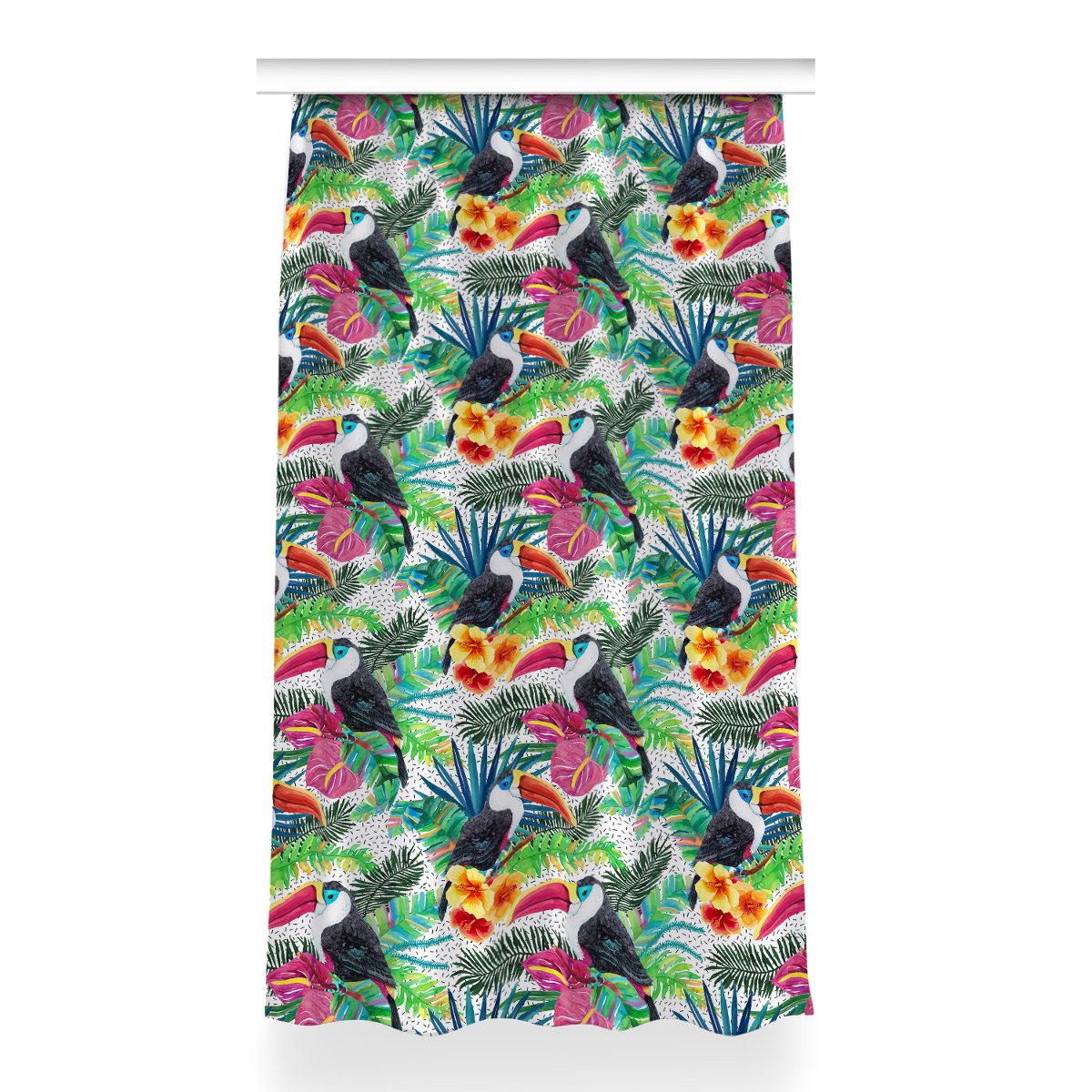 Gotowa zasłona na kółka Tukany do sypialni 150x260, Fabricsy