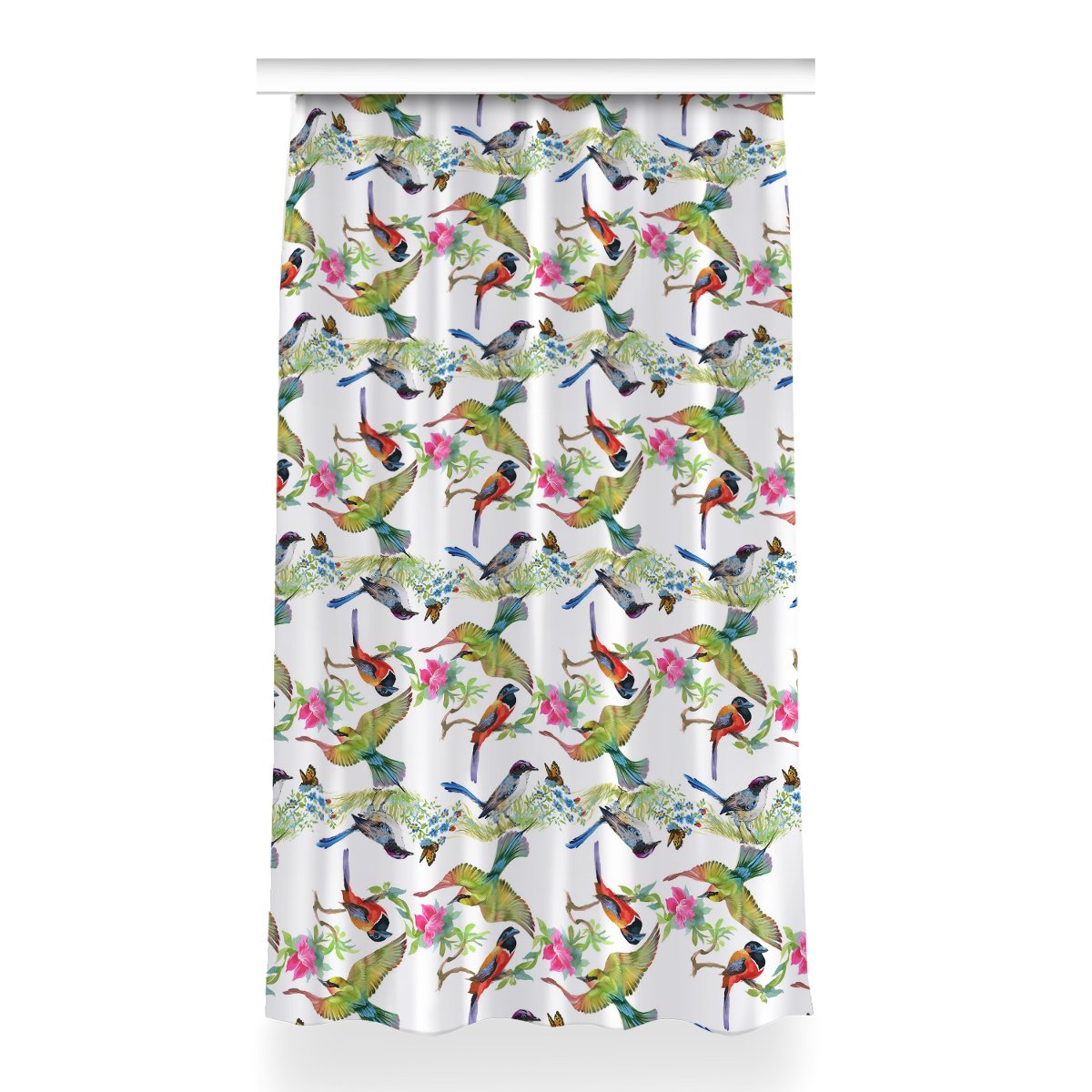Gotowa zasłona na kółka Kolorowe ptaki 150x260 cm, Fabricsy