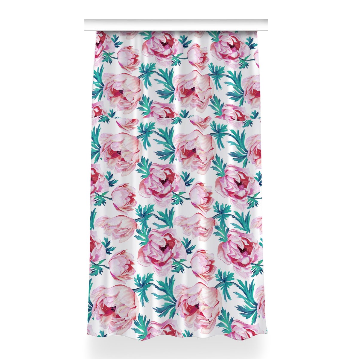 Gotowa zasłona na kółka Kwiat maku wzór 150x260 cm, Fabricsy