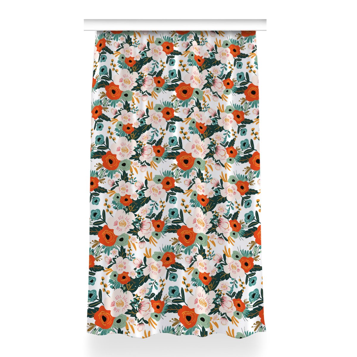 Zasłona z grafiką gotowa Kolorowe kwiaty 150x260, Fabricsy