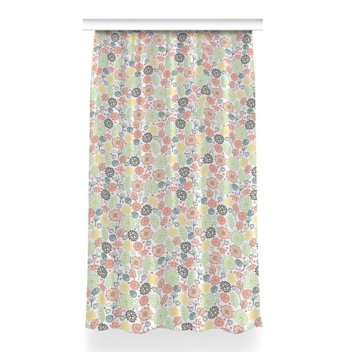 Zasłona klasyczna z grafiką Kwiaty i Serca 150x260, Fabricsy