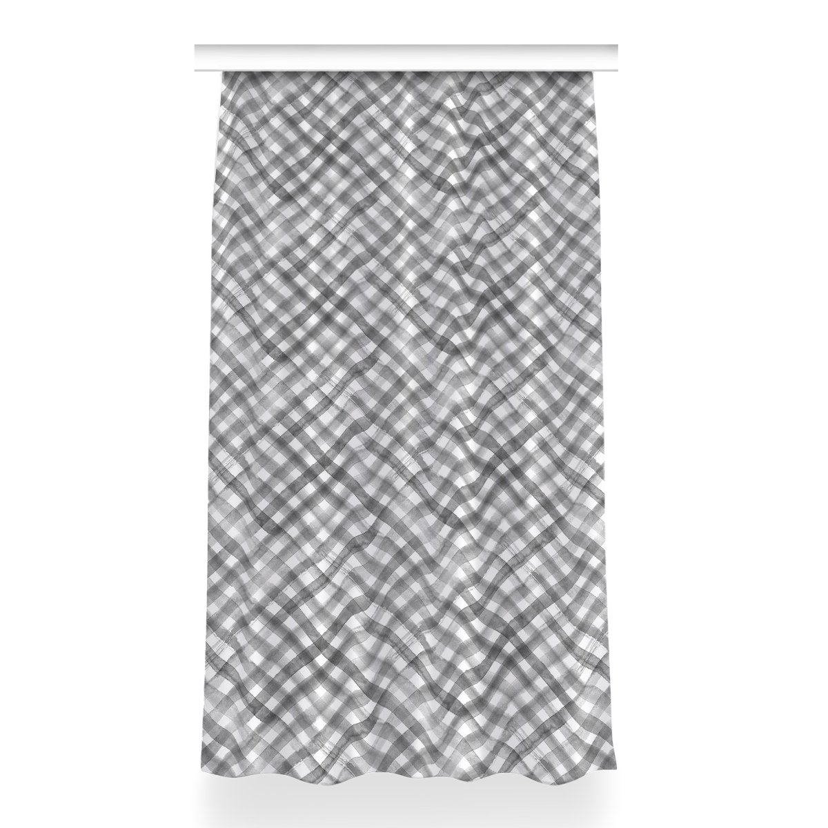 Klasyczna zasłona z nadrukiem Szara krata 150x260, Fabricsy