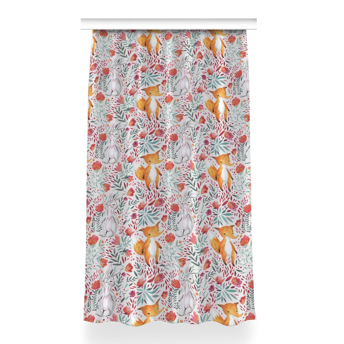 Klasyczna zasłona z nadrukiem Lis i królik 150x260, Fabricsy