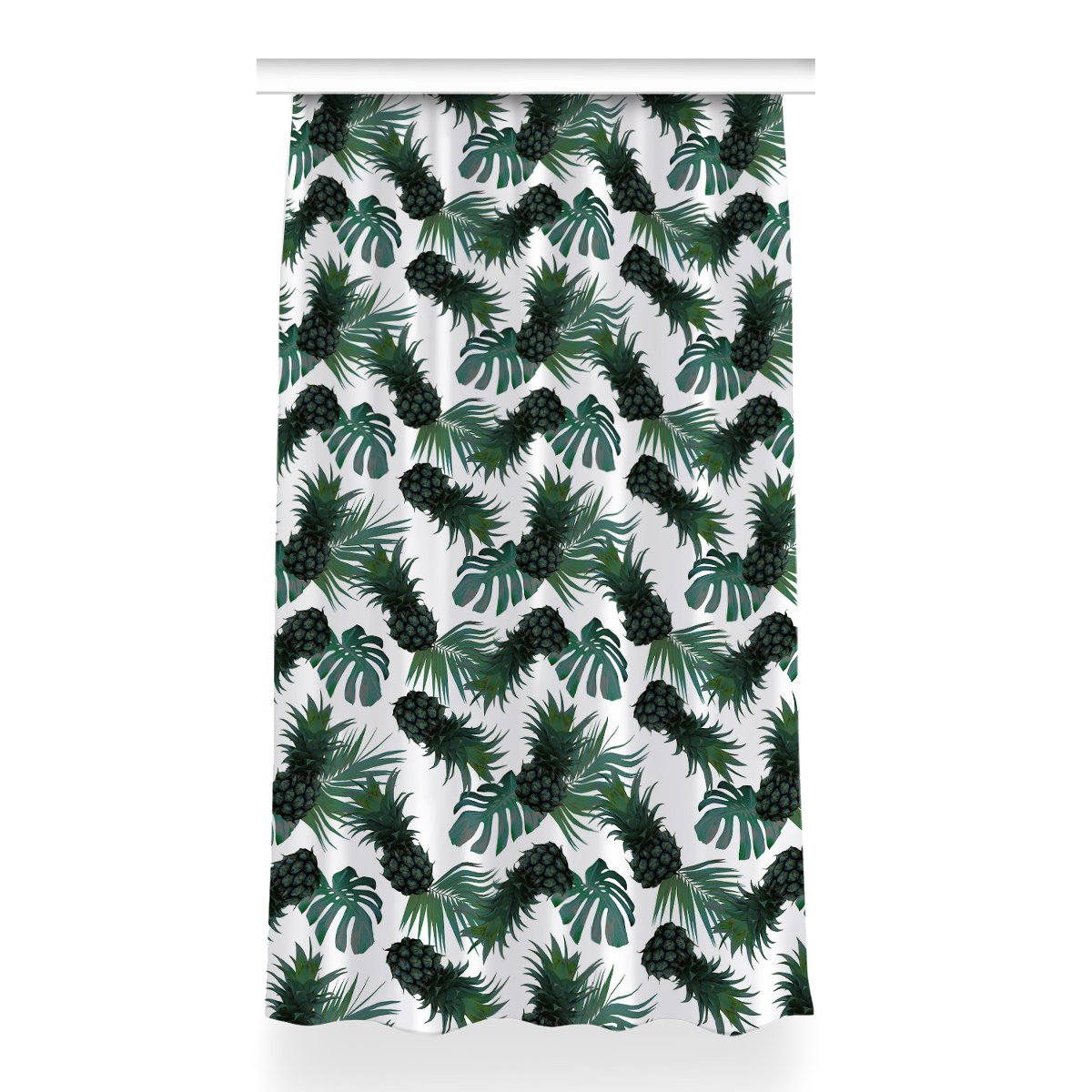 Gotowa zasłona na kółka Zielone ananasy 150x260 cm, Fabricsy