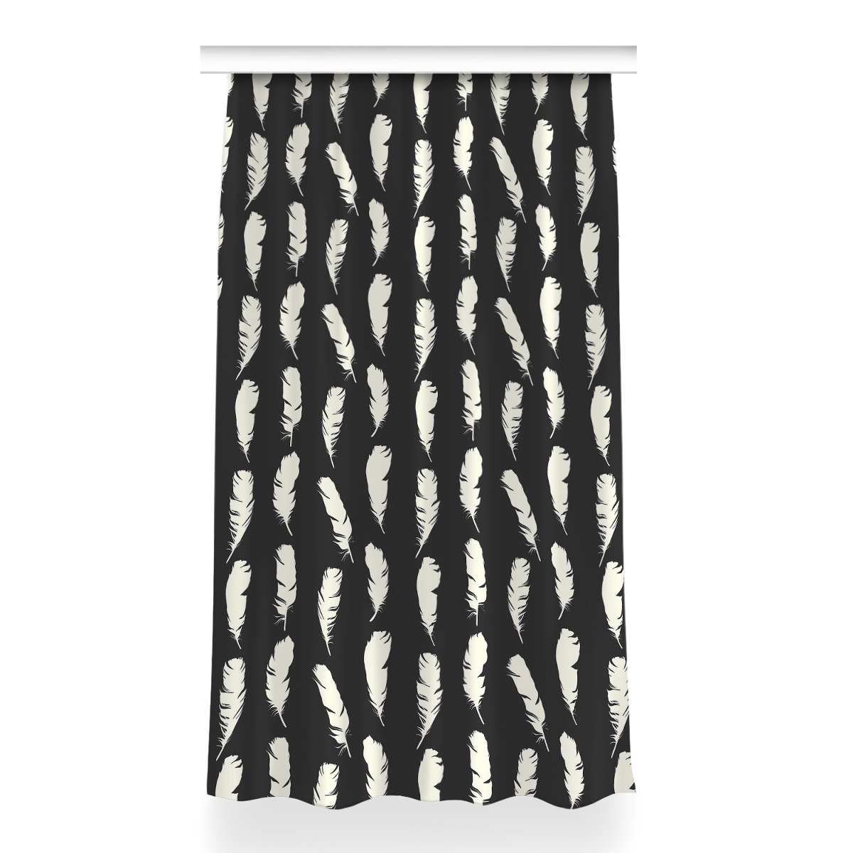 Klasyczna zasłona z nadrukiem Białe pióra 150x260, Fabricsy