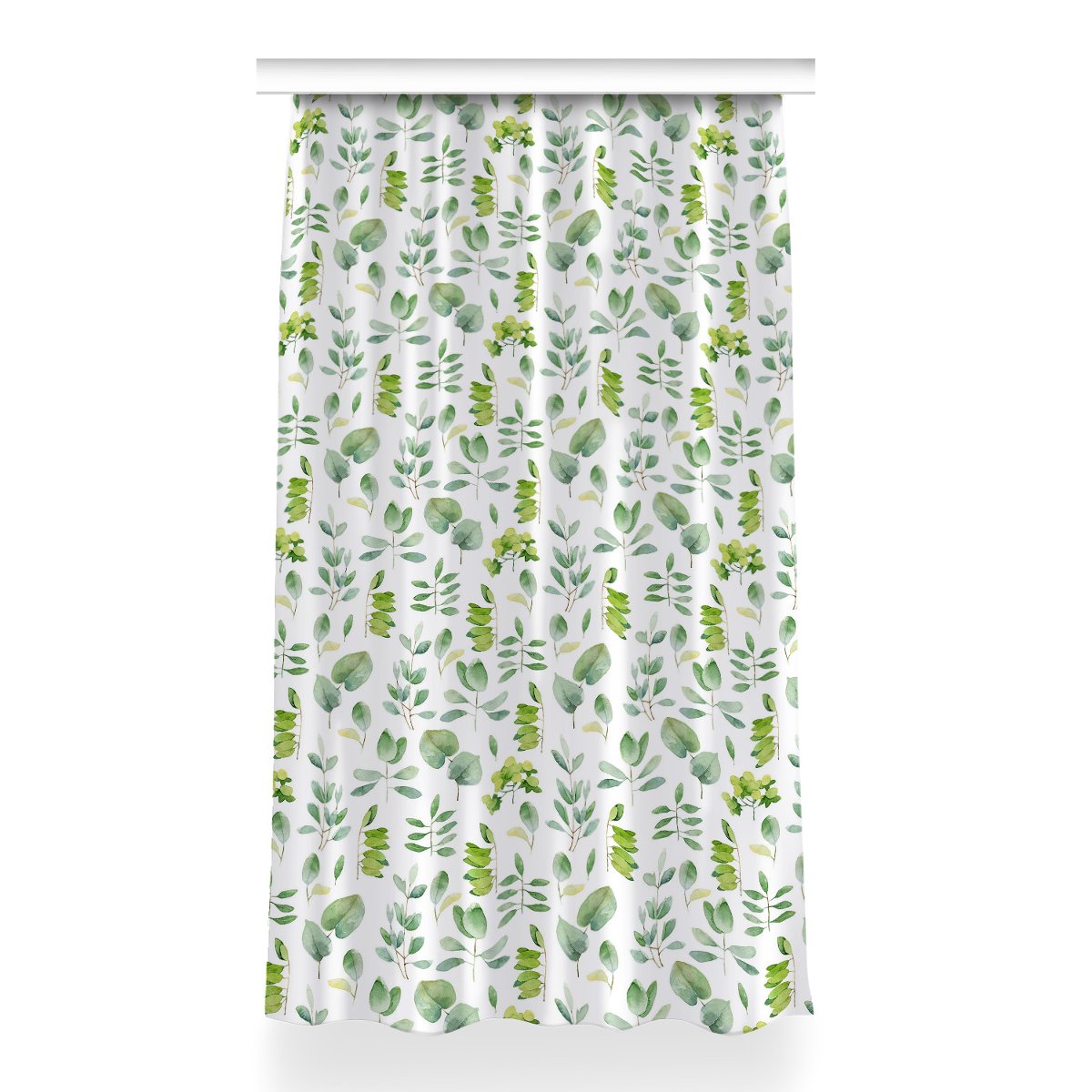 Gotowa zasłona na kółka Liście zielone 150x260 cm, Fabricsy