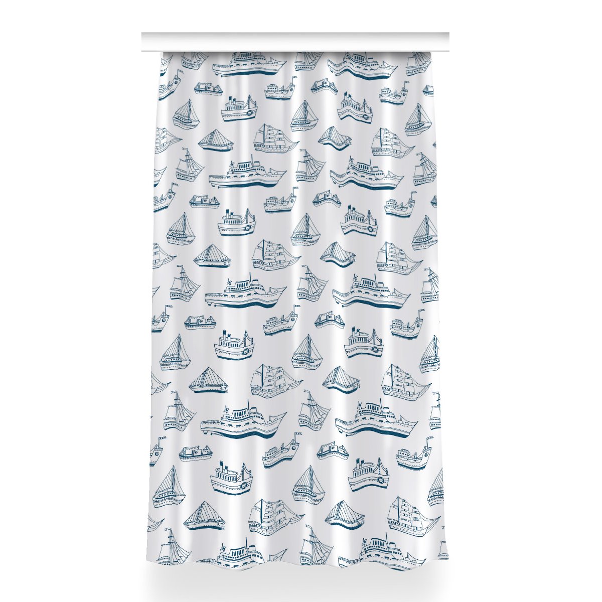 Klasyczna zasłona kolory Niebieskie statki 150x260, Fabricsy