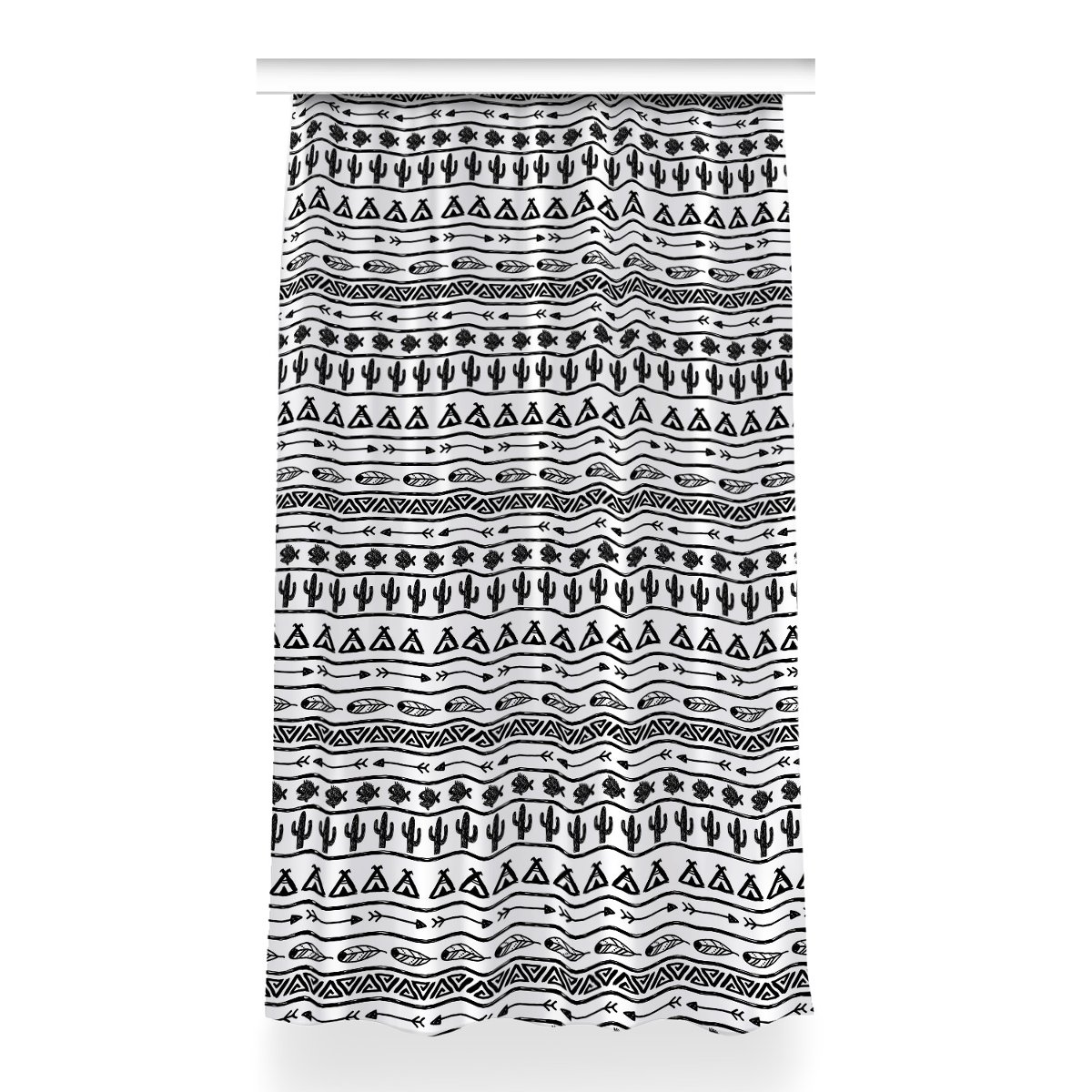 Klasyczna zasłona kolory Boho czarno-biały 150x260, Fabricsy