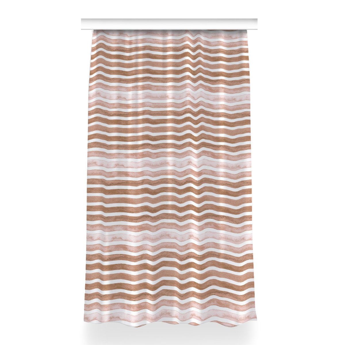 Gotowa zasłona z nadrukiem Brązowe Paski 150x260, Fabricsy