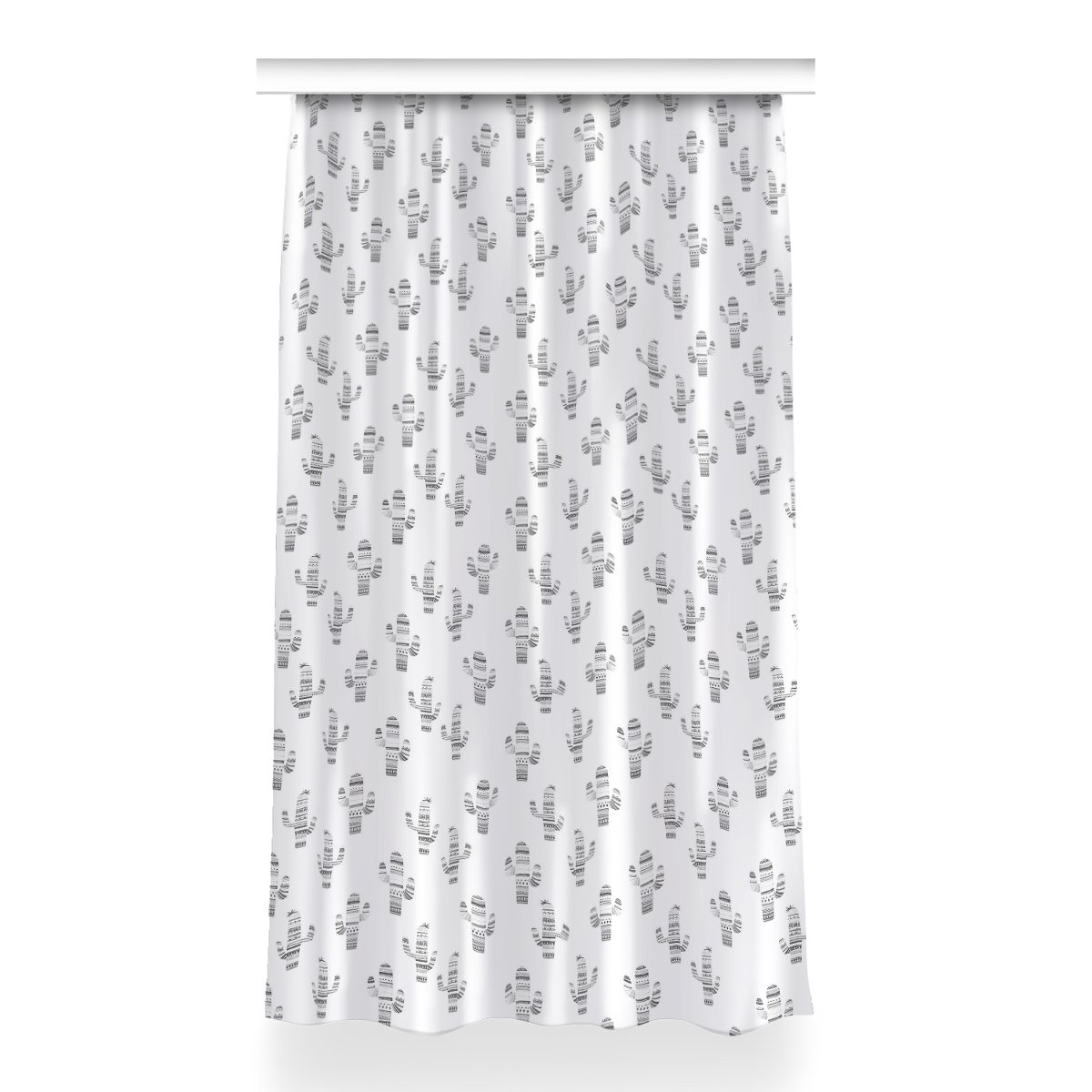 Gotowa zasłona Kaktusy czarno-białe dekor 150x260, Fabricsy