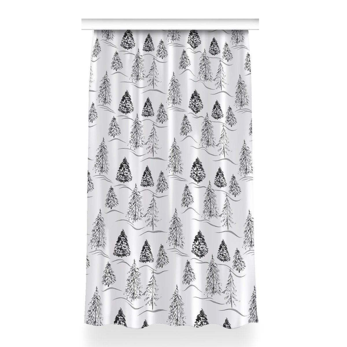 Zasłona z nadrukiem gotowa Zimowa choinka 150x260, Fabricsy