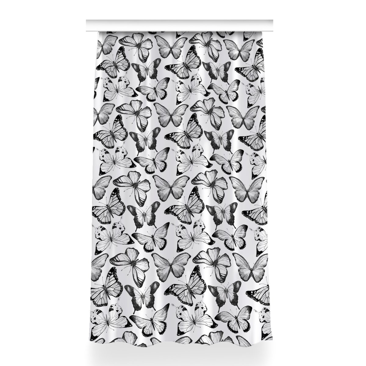 Gotowa zasłona na kółka Motyl czarno-biały 150x260, Fabricsy