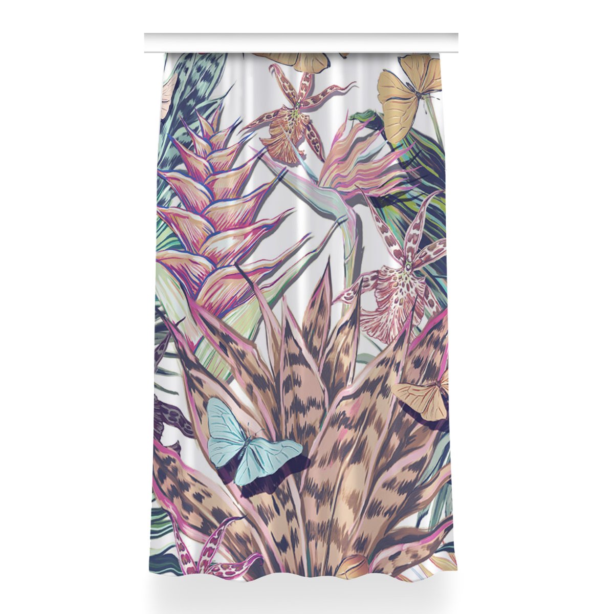 Gotowa zasłona z grafiką Kwiaty i motyle 150x260, Fabricsy