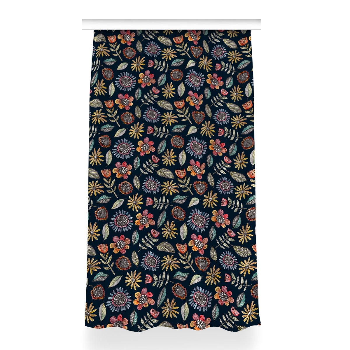 Zasłona z grafiką gotowa Kolorowe kwiaty 150x260, Fabricsy