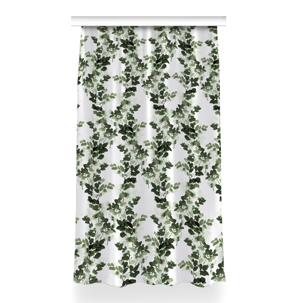 Gotowa zasłona z nadrukiem Zielone liście 150x260, Fabricsy