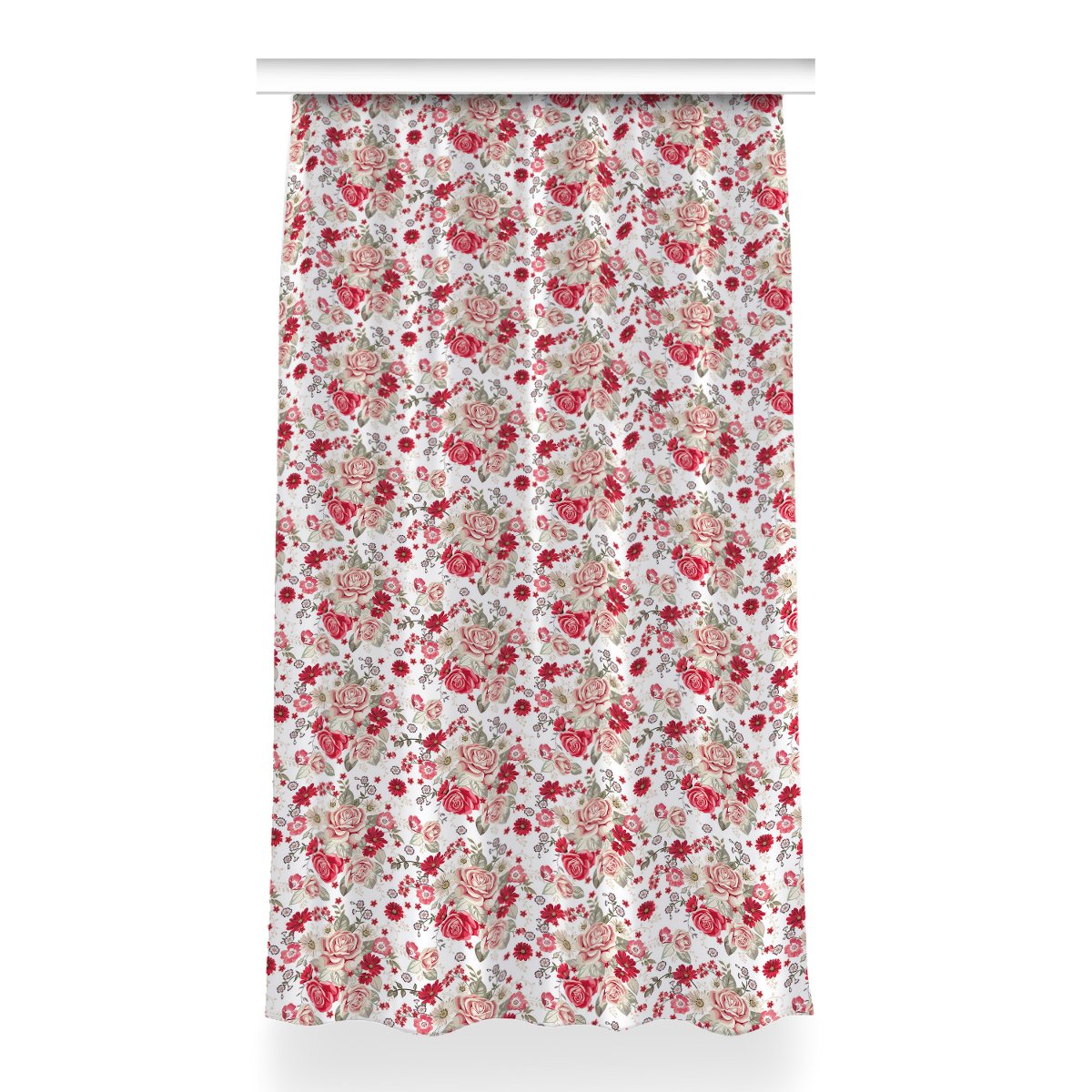 Gotowa zasłona z nadrukiem Czerwone kwiaty 150x260, Fabricsy