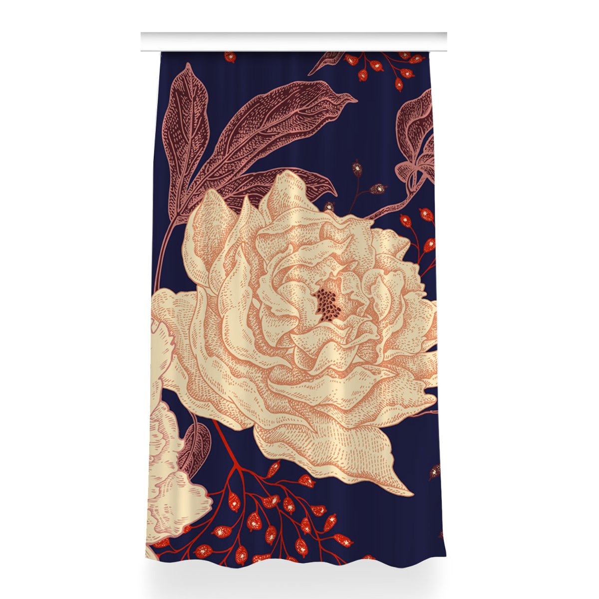 Klasyczna zasłona kolory Róża z jarzębiną 150x260, Fabricsy
