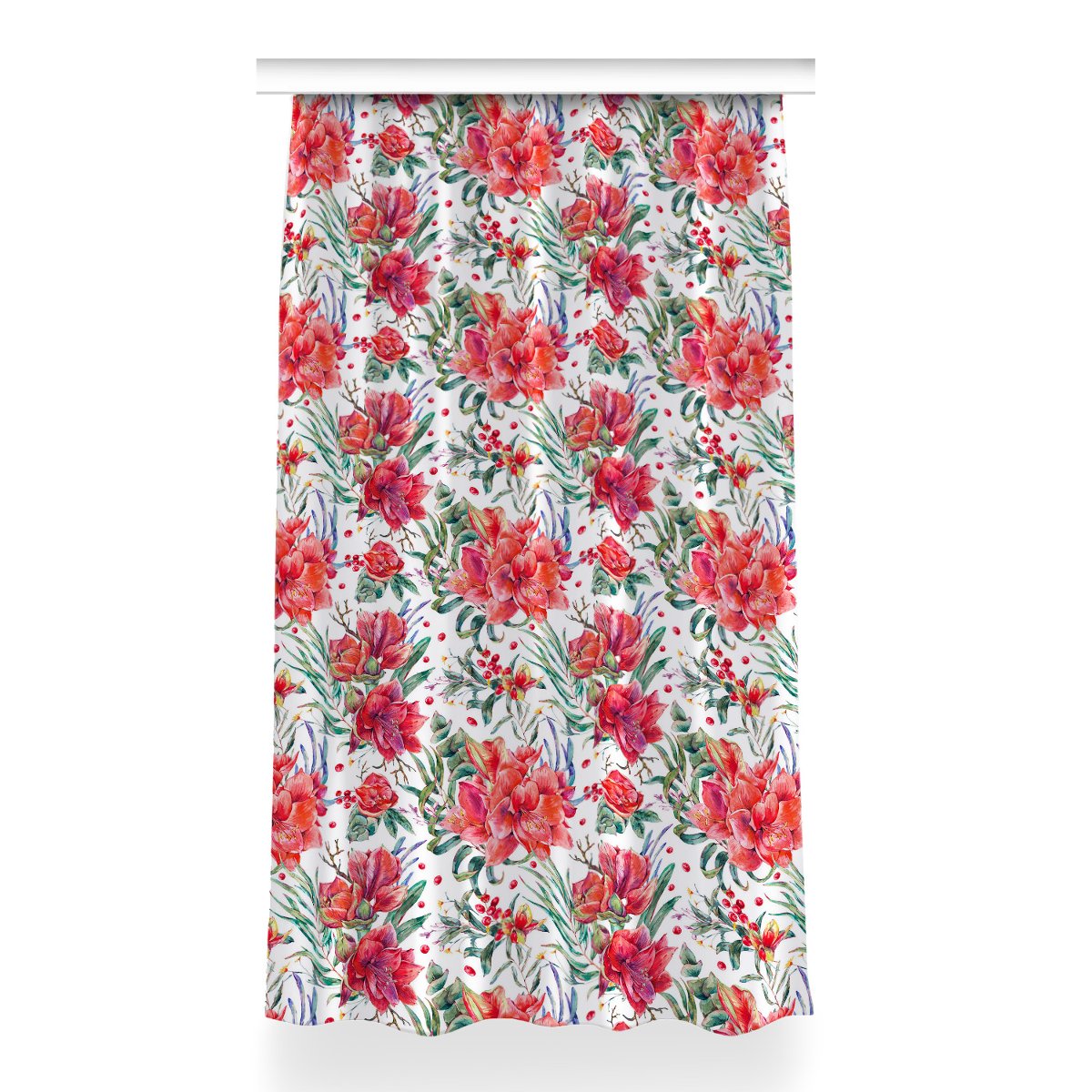 Klasyczna zasłona kolory Czerwone kwiaty 150x260, Fabricsy