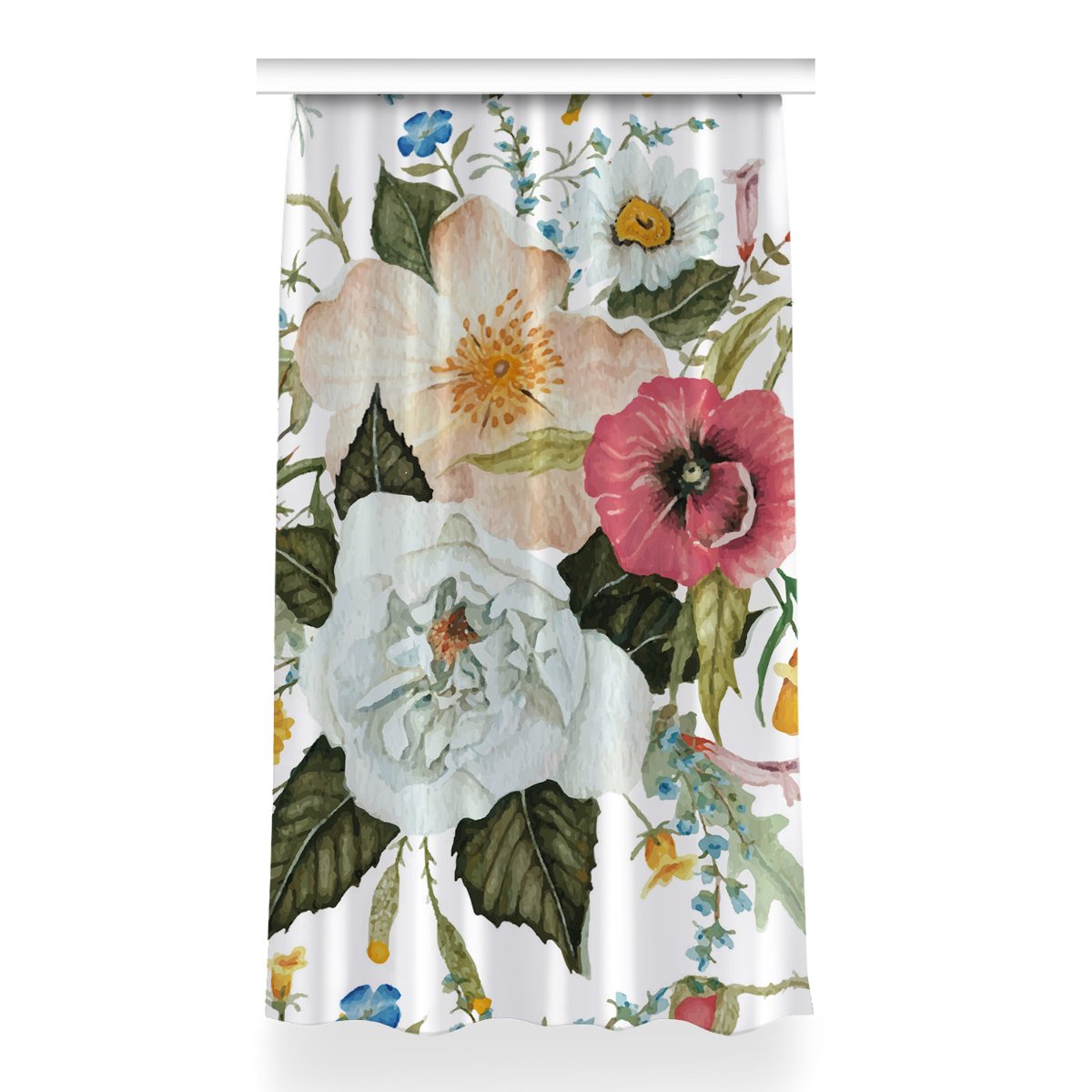 Gotowa zasłona na kółka Polny bukiet wzór 150x260, Fabricsy