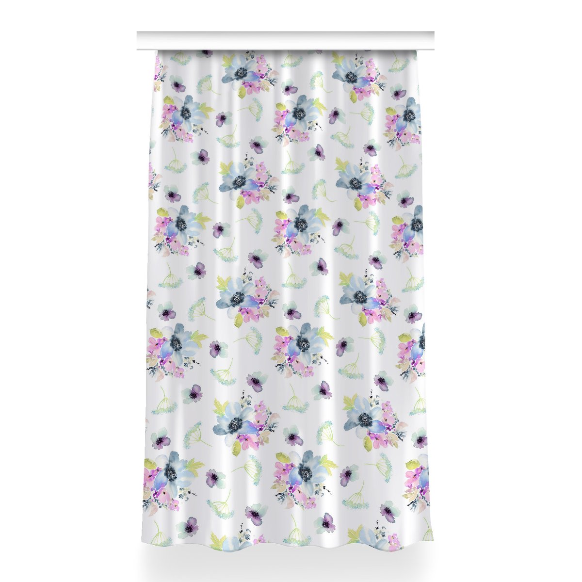 Gotowa zasłona z grafiką Purpurowe kwiaty 150x260, Fabricsy
