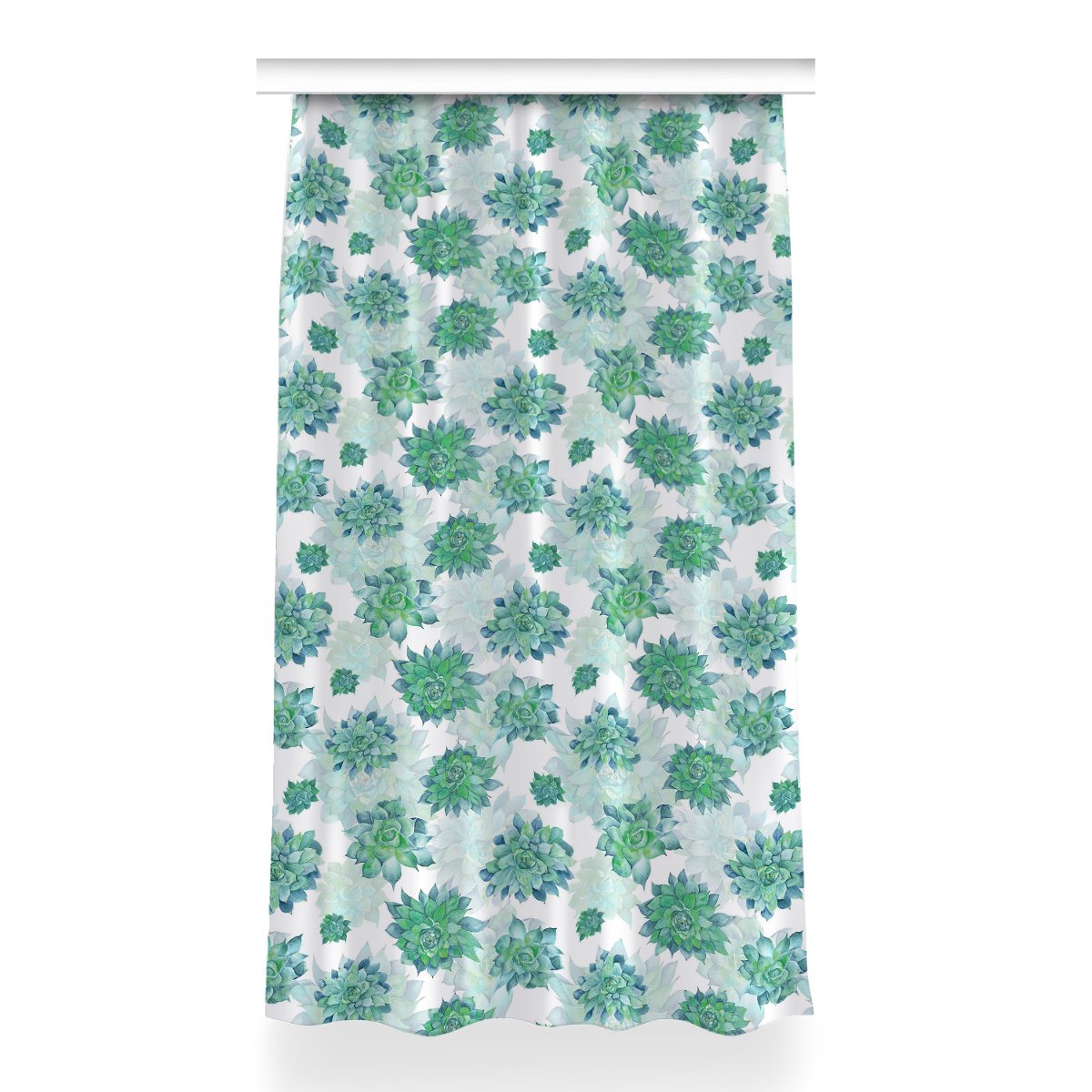 Gotowa zasłona na kółka Sukulenty wzór 150x260 cm, Fabricsy