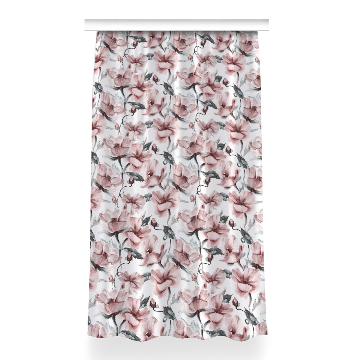 Gotowa zasłona na kółka Kwiatowy obraz 150x260 cm, Fabricsy