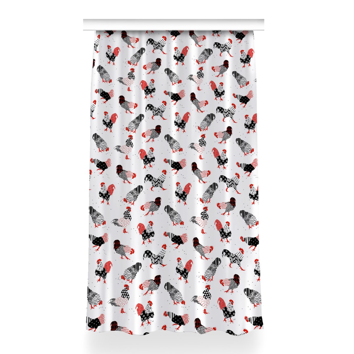 Gotowa zasłona na kółka Geometria koguty 150x260, Fabricsy