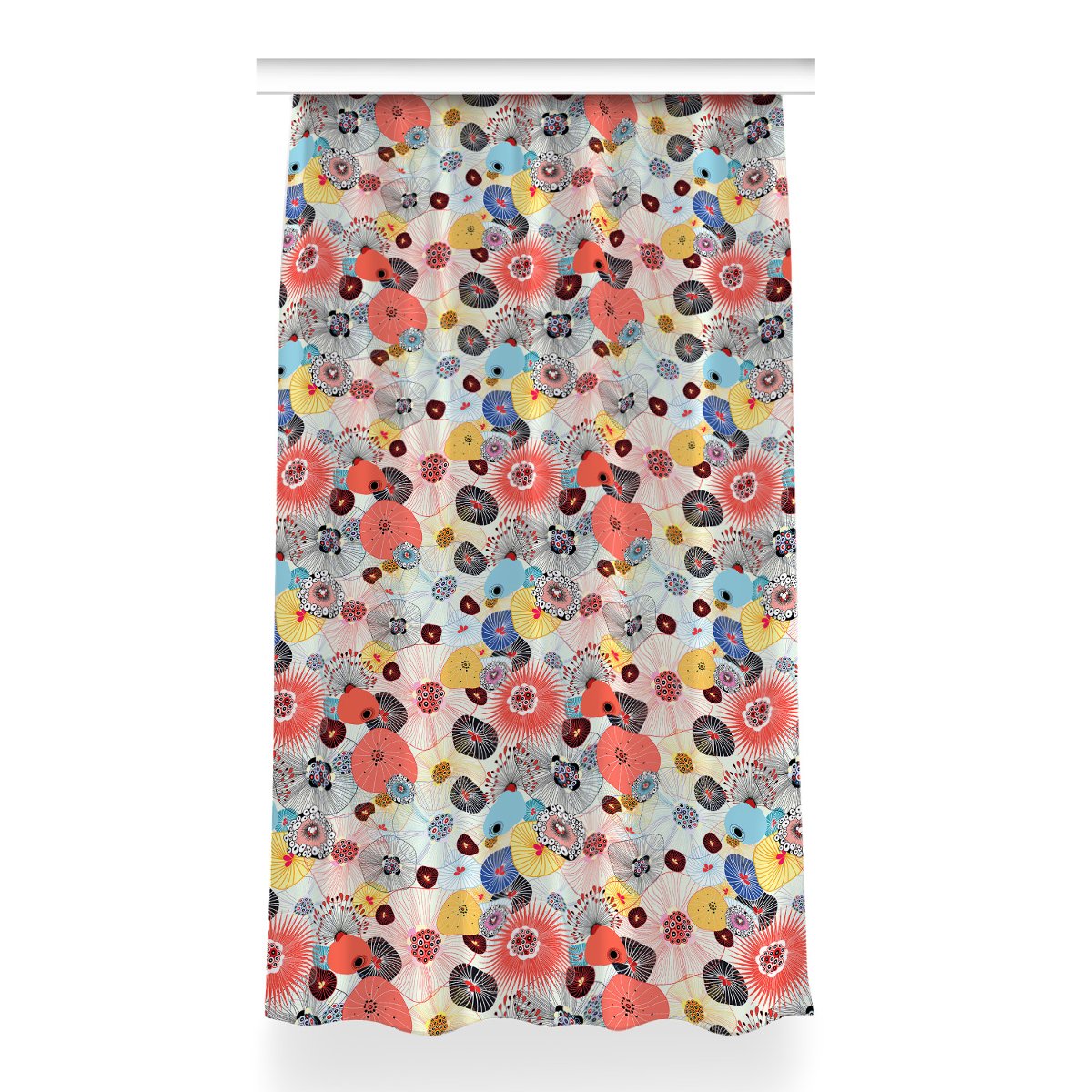 Zasłona z nadrukiem gotowa Kwiecisty wzór 150x260, Fabricsy