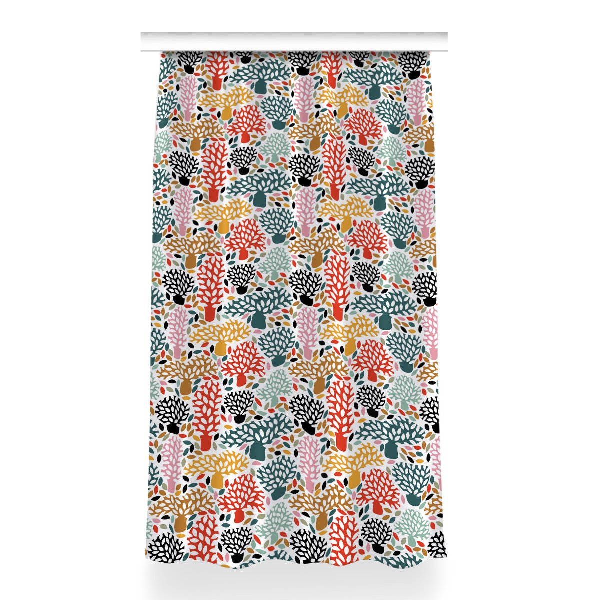 Gotowa zasłona na kółka Doodle drzewa wzór 150x260, Fabricsy