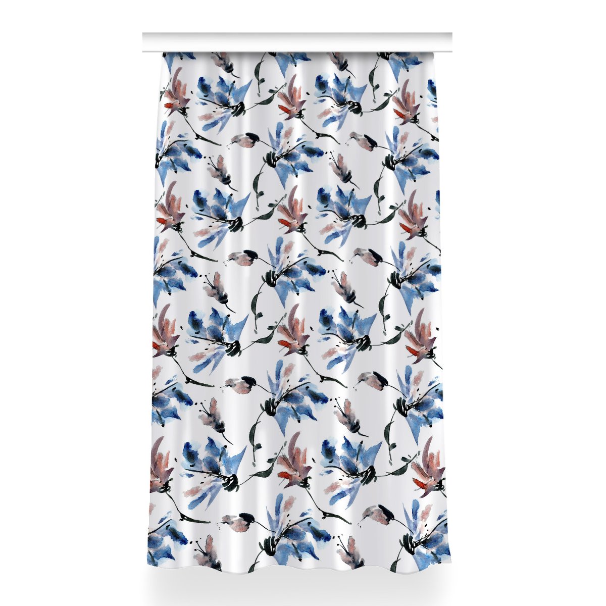 Gotowa zasłona z nadrukiem Akwarela kwiaty 150x260, Fabricsy