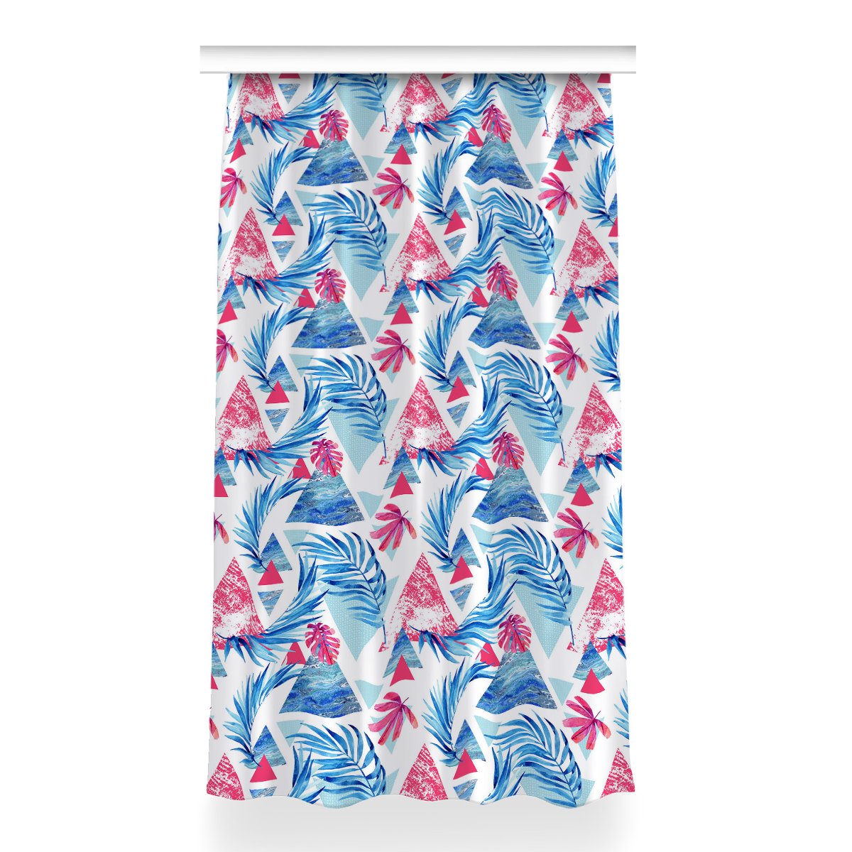 Gotowa zasłona z grafiką Liście i trójkąty 150x260, Fabricsy