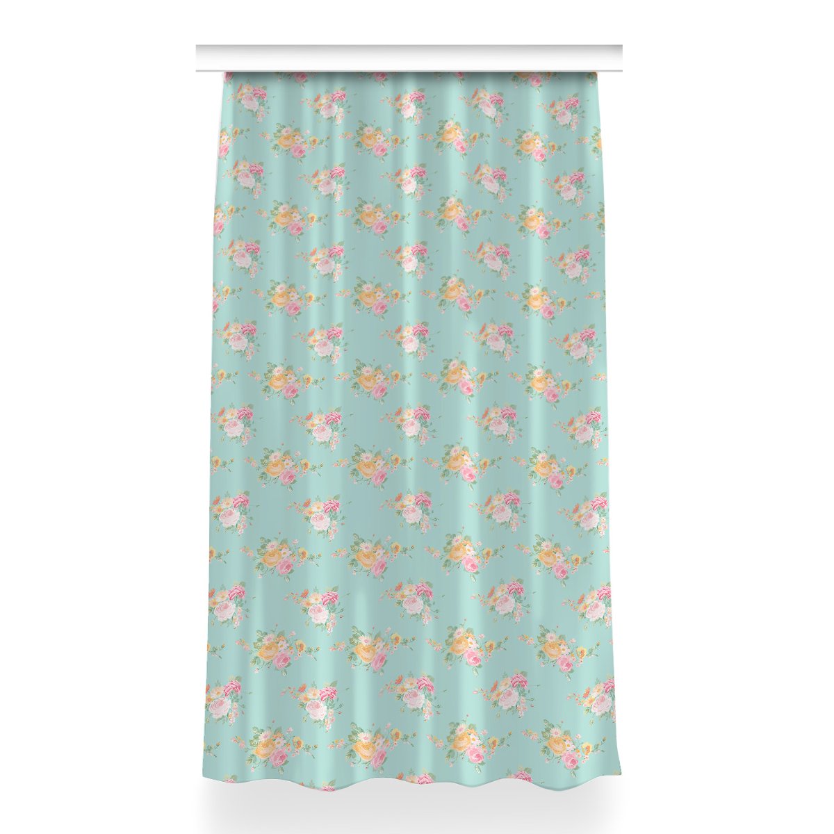 Gotowa zasłona na kółka Pastelowe bukiety 150x260, Fabricsy