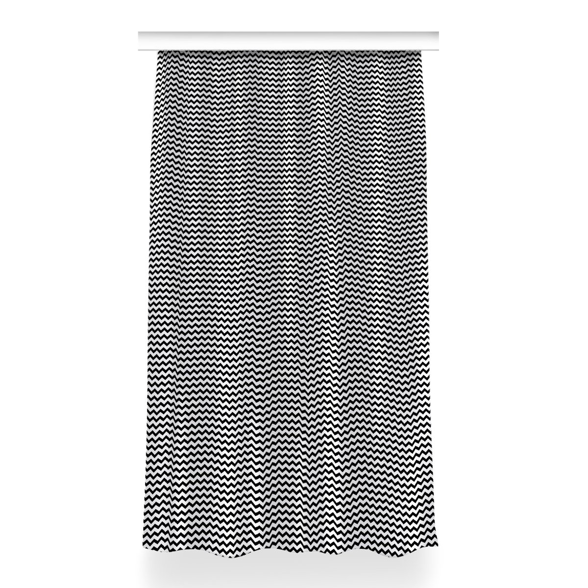 Gotowa zasłona z grafiką 150x260 Czarny szlaczek, Fabricsy