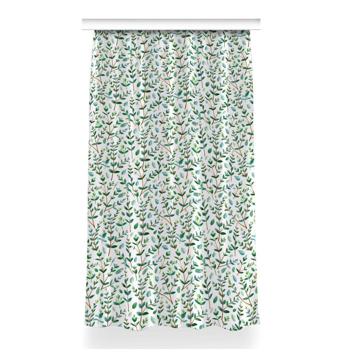 Gotowa zasłona z nadrukiem 150x260 Zielone gałązki, Fabricsy